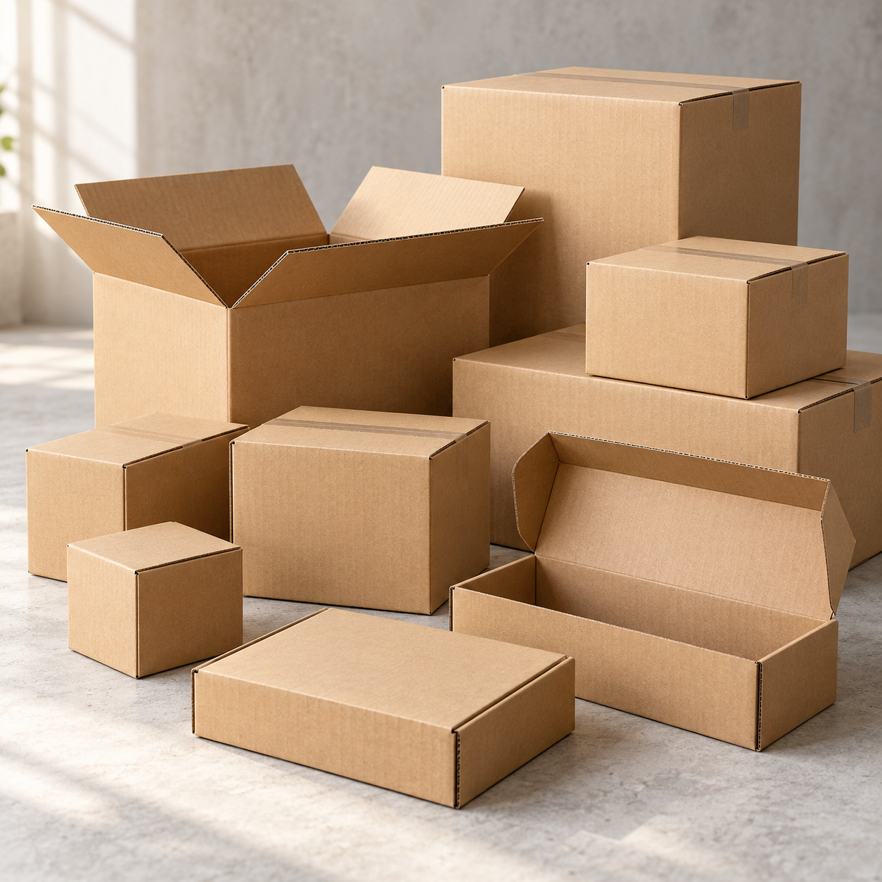 Surtido de cajas de cartón de distintos tamaños