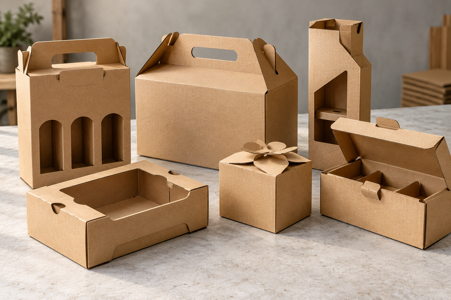 Cajas de cartón troqueladas con asas, ventanas y formas especiales